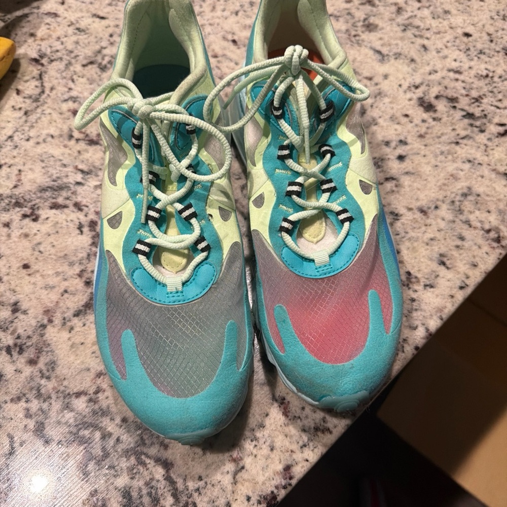 Colorful Gradient Athletic Sneakers - Teal, Mint & Coral Nike Reacts
